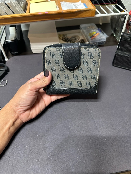 Dooney & Bourke Handbags - Dooney & Bourke Gray and Black DB Logo Zip Around Wallet